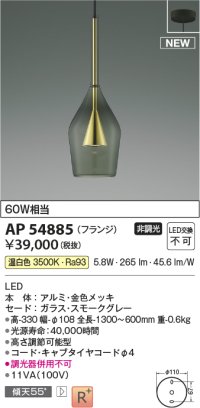 コイズミ照明 AP54885 ペンダント 非調光 LED一体型 温白色 フランジタイプ 金色メッキ