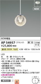 コイズミ照明 AP54957 ペンダント 調光 調光器別売 LED一体型 温白色 フランジタイプ ホワイト