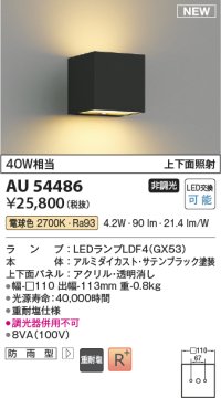 コイズミ照明 AU54486 ブラケット 非調光 LED 電球色 上下面照射 防雨型 サテンブラック
