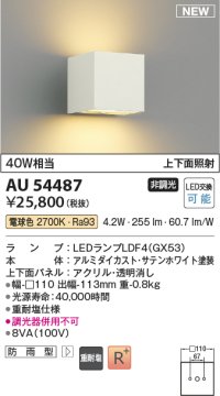 コイズミ照明 AU54487 ブラケット 非調光 LED 電球色 上下面照射 防雨型 サテンホワイト