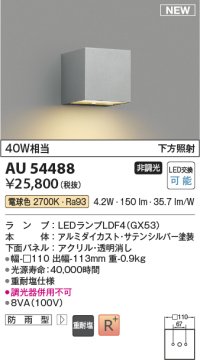 コイズミ照明 AU54488 ブラケット 非調光 LED 電球色 下方照射 防雨型 サテンシルバー