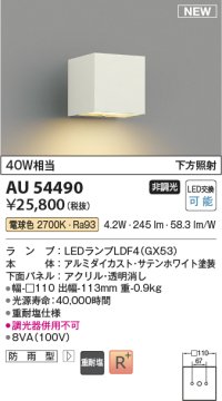 コイズミ照明 AU54490 ブラケット 非調光 LED 電球色 下方照射 防雨型 サテンホワイト