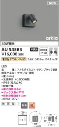 コイズミ照明 AU54583 スポットライト 非調光 LED一体型 電球色 中角 防雨型 サテンブラック