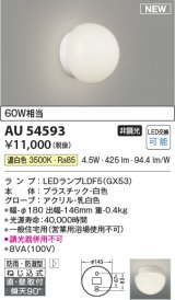 コイズミ照明 AU54593 ブラケット 非調光 LED 温白色 直付・壁付取付 防雨・防湿型 白色
