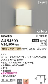 コイズミ照明 AU54599 ブラケット 非調光 LED一体型 電球色 上下面照射 防雨型 サテンホワイト