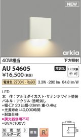 コイズミ照明 AU54605 ブラケット 非調光 LED一体型 電球色 下方照射 防雨型 サテンホワイト