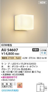 コイズミ照明 AU54607 ブラケット 非調光 LED 電球色 防雨型 ホワイト
