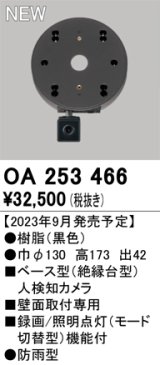 オーデリック OA253466 センサ ベース型人検知カメラ 壁面取付専用 防雨型 黒色