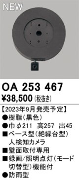 オーデリック OA253467 センサ ベース型人検知カメラ 壁面取付専用 防雨型 黒色