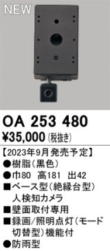 オーデリック OA253480 センサ ベース型人検知カメラ 壁面取付専用 防雨型 黒色