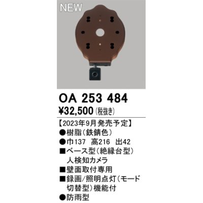 画像1: オーデリック OA253484 センサ ベース型人検知カメラ 壁面取付専用 防雨型 鉄錆色