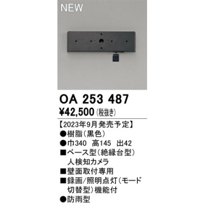 画像1: オーデリック OA253487 センサ ベース型人検知カメラ 壁面取付専用 防雨型 黒色