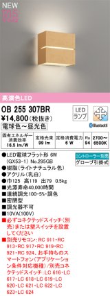 オーデリック OB255307BR(ランプ別梱) ブラケットライト 調光調色 Bluetooth リモコン別売 LEDランプ 高演色LED ライトナチュラル色