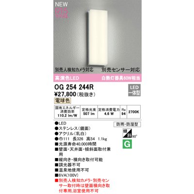 画像1: オーデリック OG254244R エクステリア ポーチライト LED一体型 電球色 高演色LED 防雨・防湿型