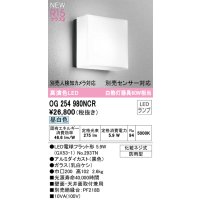 オーデリック OG254980NCR(ランプ別梱) エクステリア ポーチライト LEDランプ 昼白色 高演色LED 防雨型 黒色