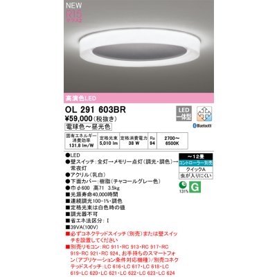 画像1: オーデリック OL291603BR シーリングライト 12畳 調光調色 Bluetooth リモコン別売 LED一体型 高演色LED チャコールグレー