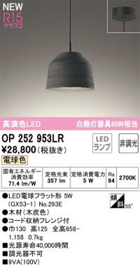 オーデリック OP252953LR(ランプ別梱) ペンダントライト 非調光 LEDランプ 電球色 高演色LED フレンジタイプ 木製