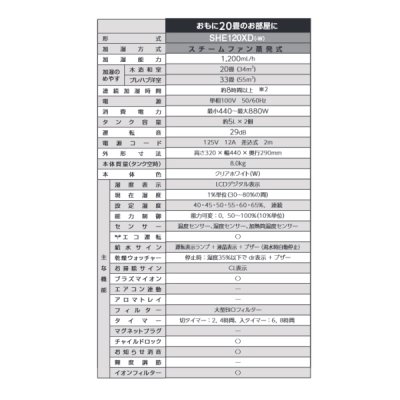 画像2: 三菱重工 SHE120XD-W 加湿器 スチームファン蒸発式 ルーミスト 木造和室20畳 加湿能力1200mL/h 連続8時間運転  クリアホワイト 【本州四国送料無料】