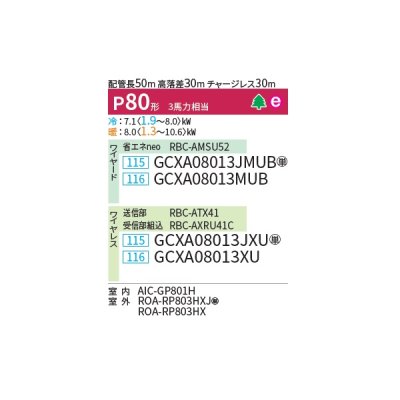 画像2: 日本キヤリア/旧東芝 GCXA08013MUB 業務用エアコン 天井吊形 ウルトラパワーエコ シングル P80 3馬力 三相200V ワイヤード ♭♪