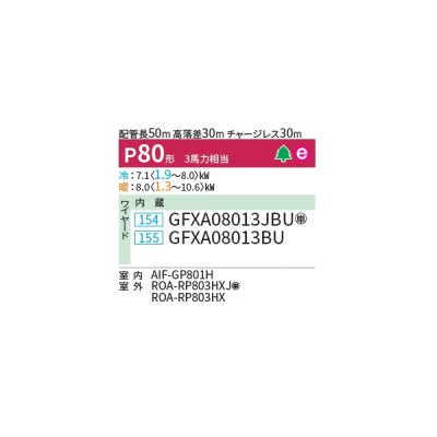 画像2: 日本キヤリア/旧東芝 GFXA08013JBU 業務用エアコン 床置形 スタンド ウルトラパワーエコ シングル P80 3馬力 単相200V ワイヤード ♭♪