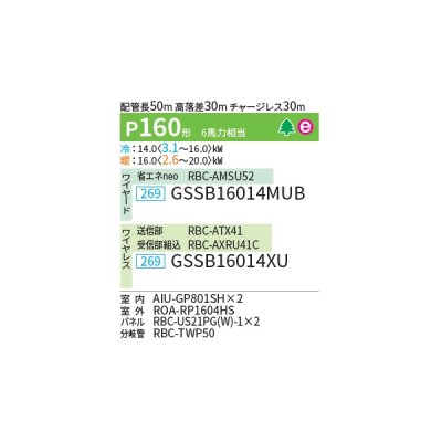 画像2: 日本キヤリア/旧東芝 GSSB16014XU 業務用エアコン 天井カセット形 1方向吹出し スーパーパワーエコゴールド 同時ツイン P160 6馬力 三相200V ワイヤレス 受注生産品 ♪∀§