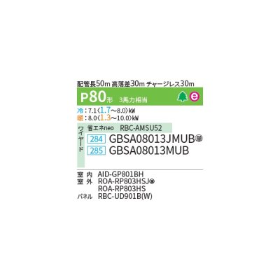 画像2: 日本キヤリア/旧東芝 GBSA08013MUB 業務用エアコン 天井埋込形 ビルトイン スーパーパワーエコゴールド シングル P80 3馬力 三相200V ワイヤード ♭♪∀