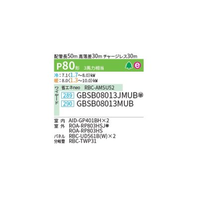 画像2: 日本キヤリア/旧東芝 GBSB08013JMUB 業務用エアコン 天井埋込形 ビルトイン スーパーパワーエコゴールド 同時ツイン P80 3馬力 単相200V ワイヤード ♭♪∀