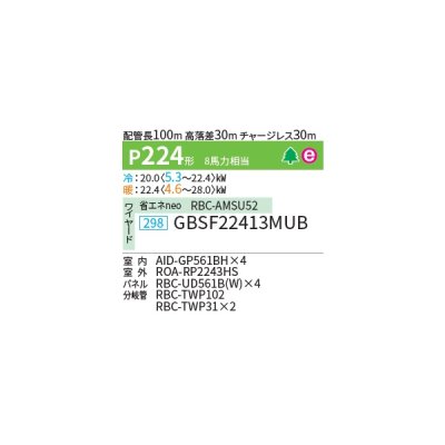 画像2: 日本キヤリア/旧東芝 GBSF22413MUB 業務用エアコン 天井埋込形 ビルトイン スーパーパワーエコゴールド 同時ダブルツイン P224 8馬力 三相200V ワイヤード ♪∀