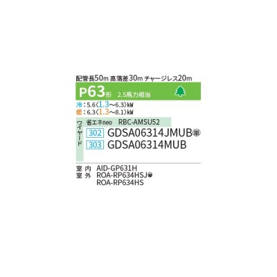 画像2: 日本キヤリア/旧東芝 GDSA06314JMUB 業務用エアコン 天井埋込形 ダクト スーパーパワーエコゴールド シングル P63 2.5馬力 単相200V ワイヤード 受注生産品 ♪∀§