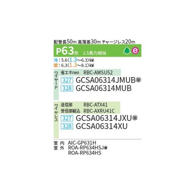 画像2: 日本キヤリア/旧東芝 GCSA06314MUB 業務用エアコン 天井吊形 スーパーパワーエコゴールド シングル P63 2.5馬力 三相200V ワイヤード ♪∀
