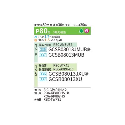 画像2: 日本キヤリア/旧東芝 GCSB08013JMUB 業務用エアコン 天井吊形 スーパーパワーエコゴールド 同時ツイン P80 3馬力 単相200V ワイヤード ♭♪∀