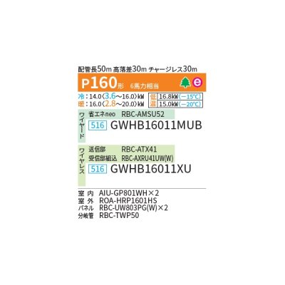 画像2: 日本キヤリア/旧東芝 GWHB16011MUB 業務用エアコン 天井カセット形 2方向吹出し スーパーパワーエコ暖太郎 同時ツイン P160 6馬力 三相200V ワイヤード ♪∀