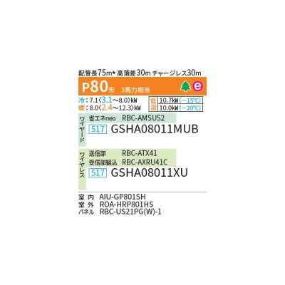 画像2: 日本キヤリア/旧東芝 GSHA08011XU 業務用エアコン 天井カセット形 1方向吹出し スーパーパワーエコ暖太郎 シングル P80 3馬力 三相200V ワイヤレス 受注生産品 ♭♪∀§