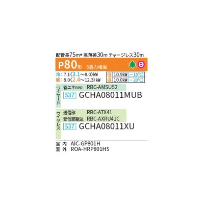 画像2: 日本キヤリア/旧東芝 GCHA08011XU 業務用エアコン 天井吊形 スーパーパワーエコ暖太郎 シングル P80 3馬力 三相200V ワイヤレス ♭♪∀