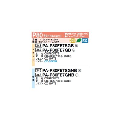 画像2: パナソニック PA-P80FE7GNB 業務用エアコン ビルトインオールダクト形 XEPHY Premium 標準 シングル P80形 3馬力 三相200V ♪♭
