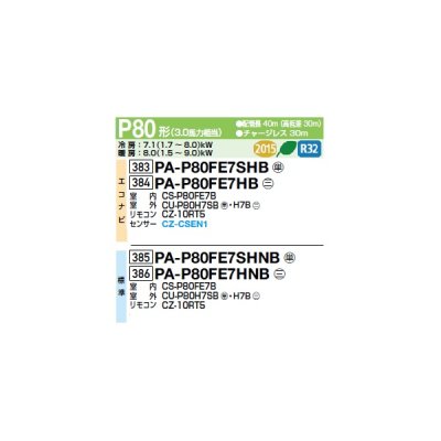 画像2: パナソニック PA-P80FE7SHNB 業務用エアコン ビルトインオールダクト形 XEPHY Eco 標準 シングル P80形 3馬力 単相200Ｖ ♪♭
