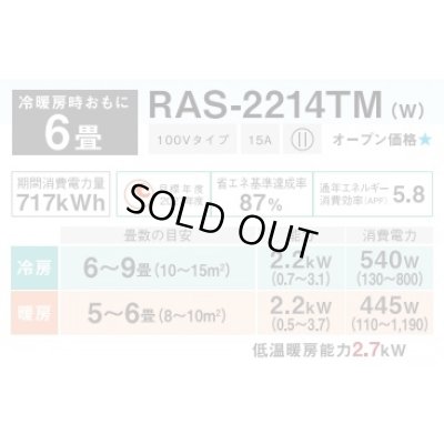 画像2: [在庫あり・基本工事費込] 日本キヤリア/東芝 RAS-2214TM(W) エアコン 6畳用 ルームエアコン TMシリーズ 単相100 6畳程度 ホワイト 2024モデル ☆2