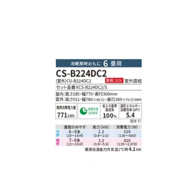 画像2: ハウジングエアコン パナソニック [CS-B224DC2 + 化粧グリル] 1方向天井ビルトイン 6畳程度 単相200V ♭♪ (CS-B229CC2-SETの後継品)