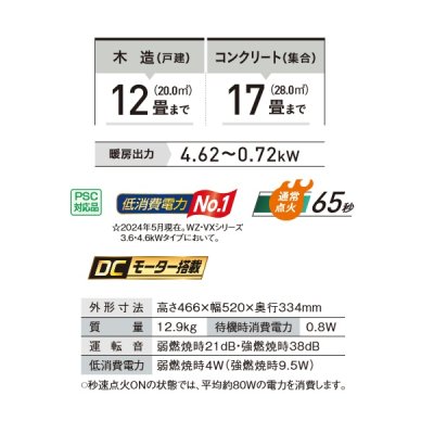 画像2: コロナ FH-VX4624BY(W) 石油ファンヒーター VXシリーズ 木造12畳用 ホワイト♭