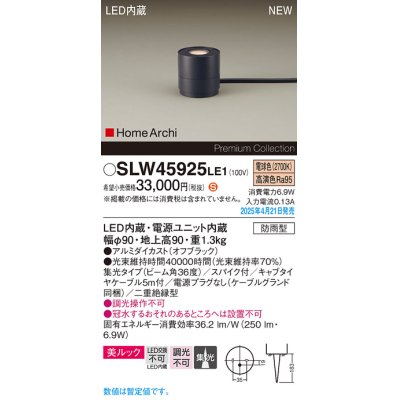 画像1: パナソニック SLW45925LE1 ガーデンライト LED(電球色) 据置取付型 美ルック 集光36度 スパイク付 HomeArchi 防雨型 オフブラック