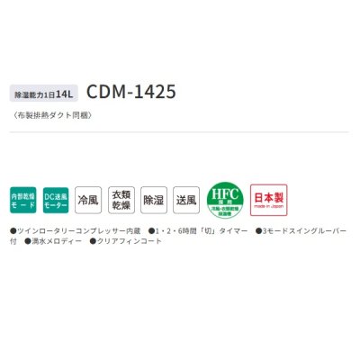 画像2: コロナ CDM-1425(W) どこでもクーラー 布製排熱ダクト同梱 14L