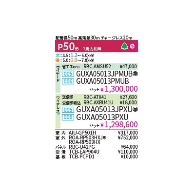 画像2: 日本キヤリア/旧東芝 GUXA05013JPXU 業務用エアコン 天井カセット形 4方向 大清快 プラズマ空清 ウルトラパワーエコ シングル P50 2馬力 単200V ワイヤレス ♪