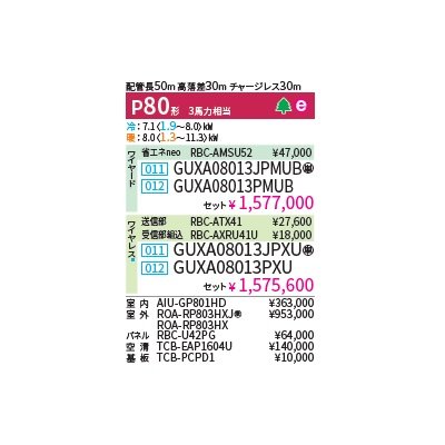 画像2: 日本キヤリア/旧東芝 GUXA08013JPMUB 業務用エアコン 天井カセット 4方向 大清快 プラズマ空清 ウルトラパワーエコ シングル P80 3馬力 単200V ワイヤード ♪
