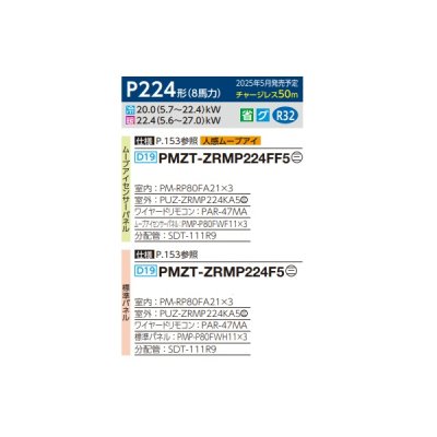 画像2: 三菱 PMZT-ZRMP224F5 業務用エアコン 1方向天井カセット スリムZR 同時トリプル P224形 8馬力 三相 200V ワイヤード ♪∀