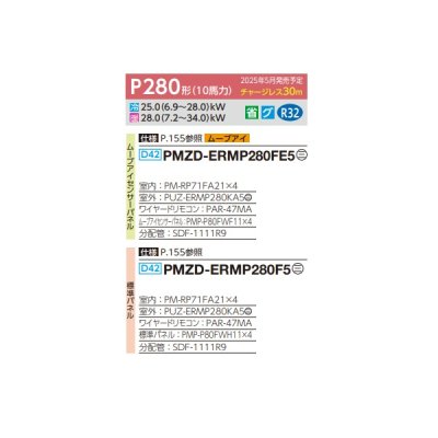 画像2: 三菱 PMZD-ERMP280FE5 業務用エアコン 1方向天井カセット スリムER 同時フォー P280 10馬力 三相 200V ワイヤード ♪∀
