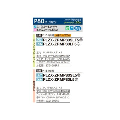 画像2: 三菱 PLZX-ZRMP80L5 業務用エアコン 2方向天井カセット スリムZR 同時ツイン P80形 3馬力 三相 200V ワイヤード ♪∀