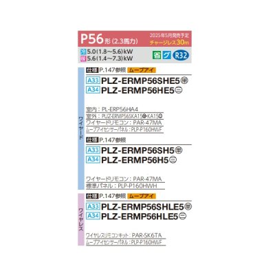 画像2: 三菱 PLZ-ERMP56HLE5 業務用エアコン 4方向天井カセット i-スクエアタイプ スリムER 標準シングル P56形 2.3馬力 三相 200V ワイヤレス ♪∀