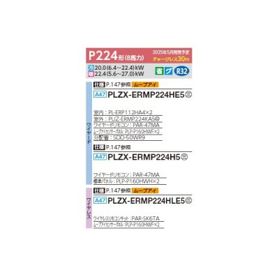 画像2: 三菱 PLZX-ERMP224HE5 業務用エアコン 4方向天井カセット i-スクエアタイプ スリムER 同時ツイン P224形 8馬力 三相 200V ワイヤード ♪∀
