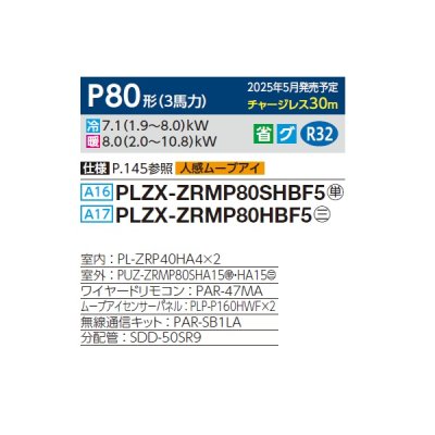 画像2: 三菱 PLZX-ZRMP80SHBF5 業務用エアコン 4方向天井カセット i-スクエアタイプ スリムZR 同時ツイン P80形 3馬力 単相 200V ワイヤード ♪∀