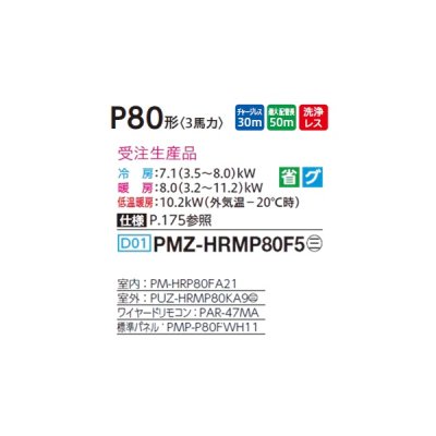 画像2: 三菱 PMZ-HRMP80F5 業務用エアコン 1方向天井カセット ズバ暖スリム Hシリーズ 標準シングル P80形 3馬力 三相 200V ワイヤード 受注生産品 §♪